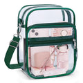 PVC waterproof crossbody bag in cube style design showing dimensions and colour options