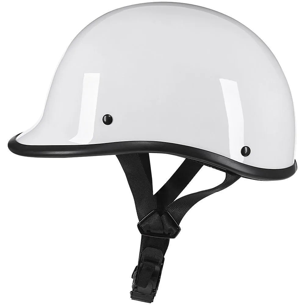 Retro motorcycle helmet in matte black with a hand-curved ABS shell on a neutral background.