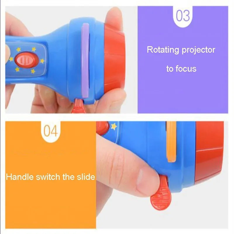 SmartKids children's story projector torch showing fairy tale image projected on a bedroom wall.