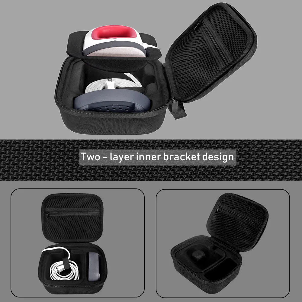 Black hard EVA storage bag for Cricut Easy Press Mini heat press machine and charging base with carrying handle