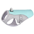 Pet cooling vest in blue, orange, green, or pink, breathable mesh and absorbent cotton, sizes S to 3XL.