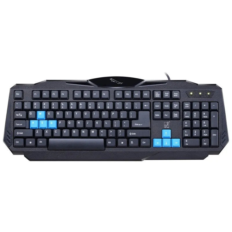 Wireless keyboard and mouse set in black plastic with USB receiver