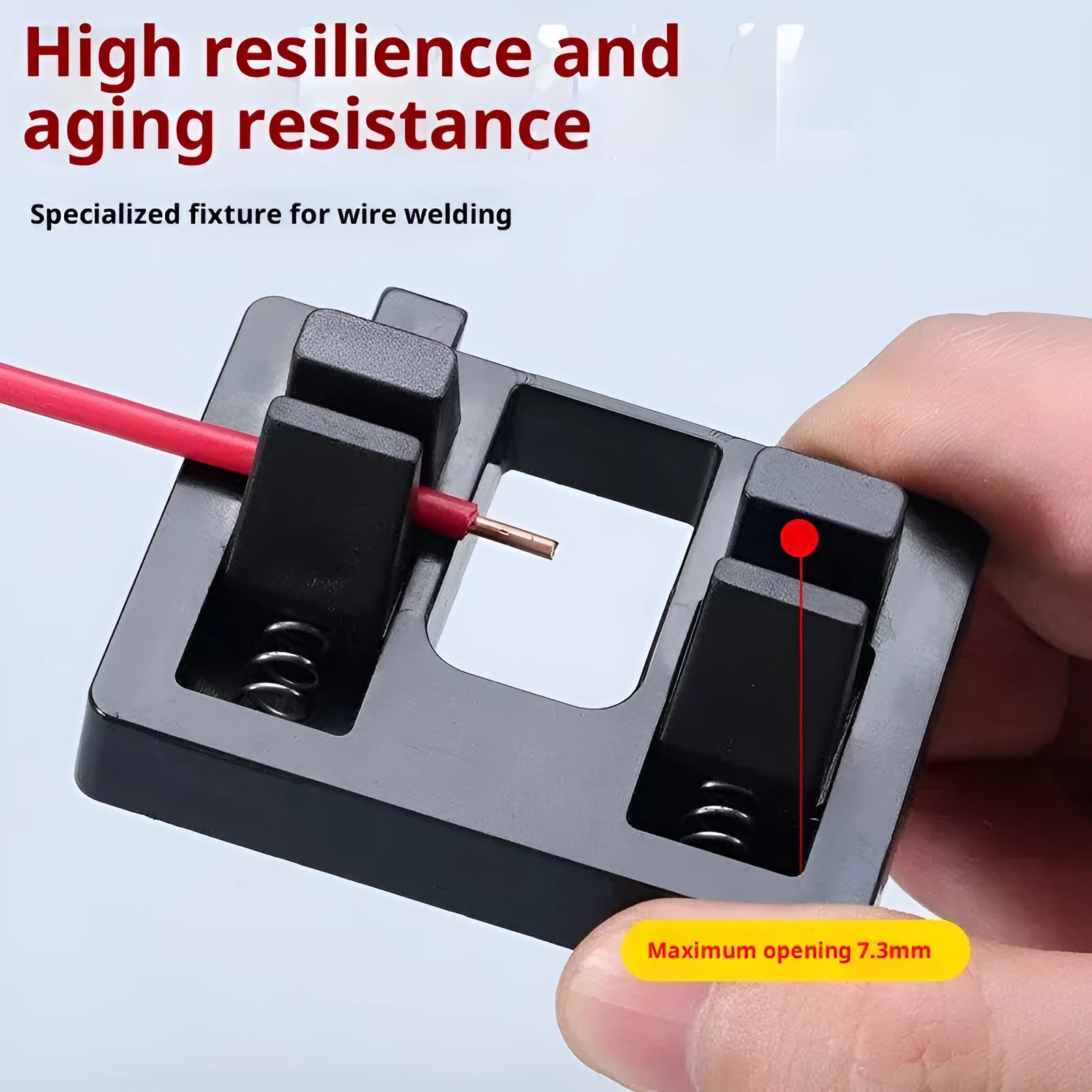 High rebound wire welding fixer with double card clamp, non-slip surface, and thick plastic construction for wire repair