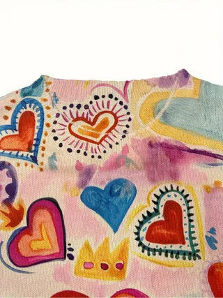 Loose fit digital printed top with lapel collar in polyester fabric showing size options from S to 5XL