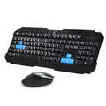 Wireless keyboard and mouse set in black plastic with USB receiver