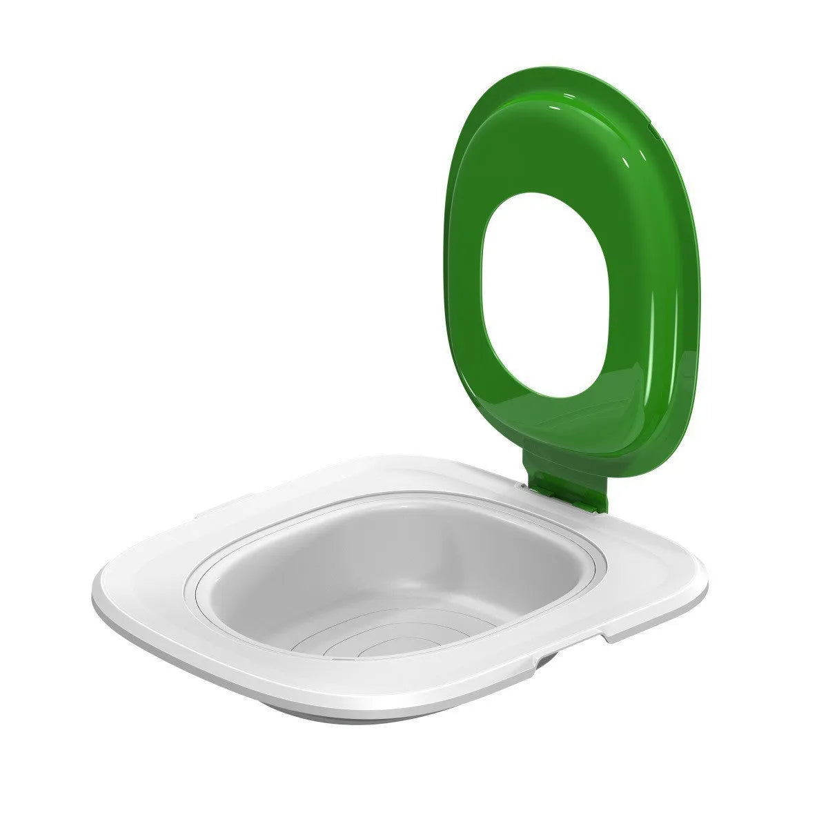 Fifth generation blue cat toilet trainer with new shape mat on a floor