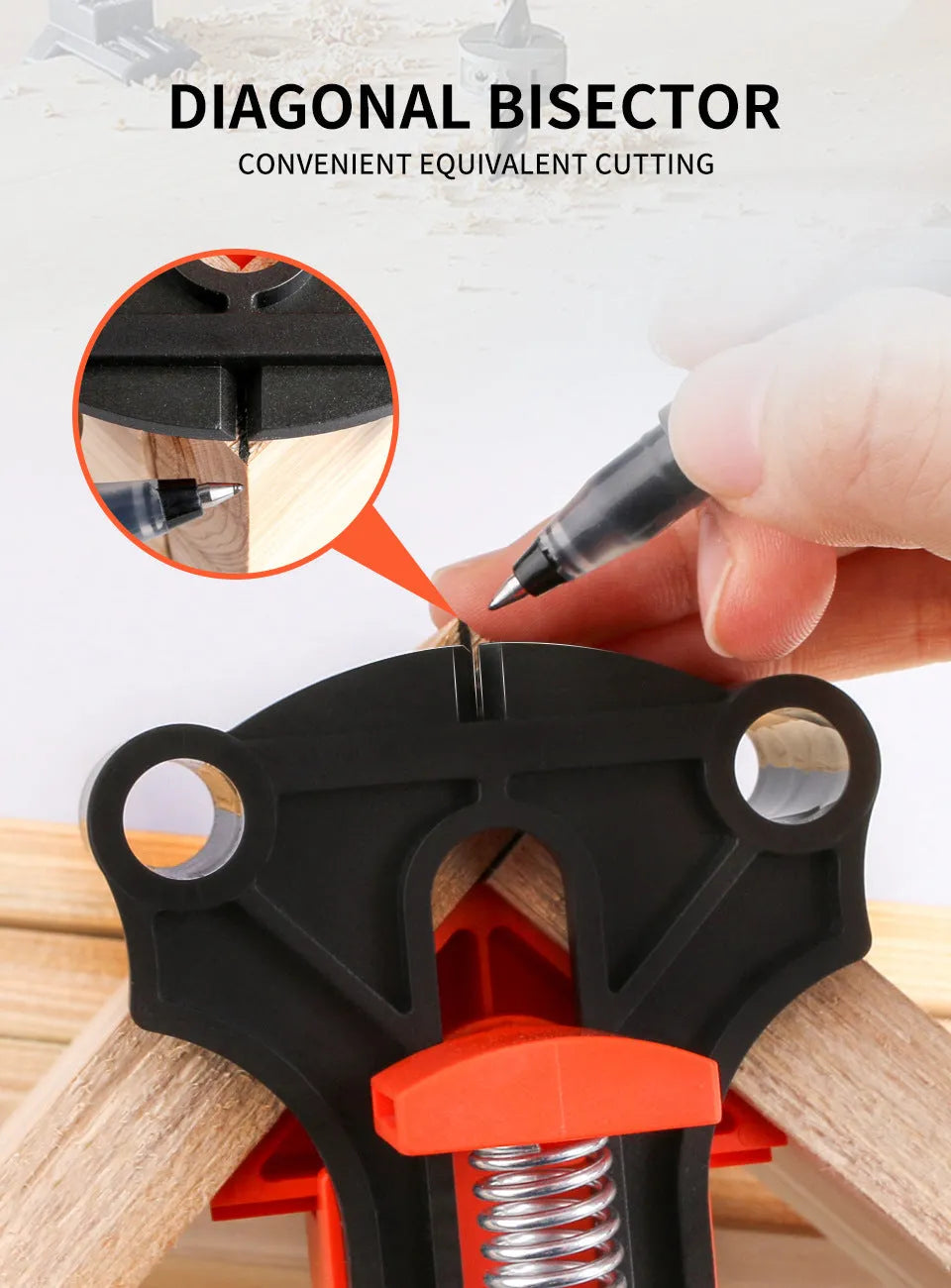 Four plastic 90 degree right angle woodworking clips for picture frame assembly
