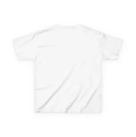 Children's pure cotton short sleeve T-shirt in white with printed logo, drop shoulder design, suitable for heights 100-160cm