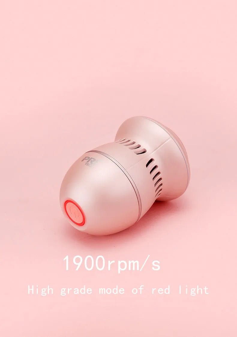 Beige electric foot file grinder with vacuum system and USB charging cable