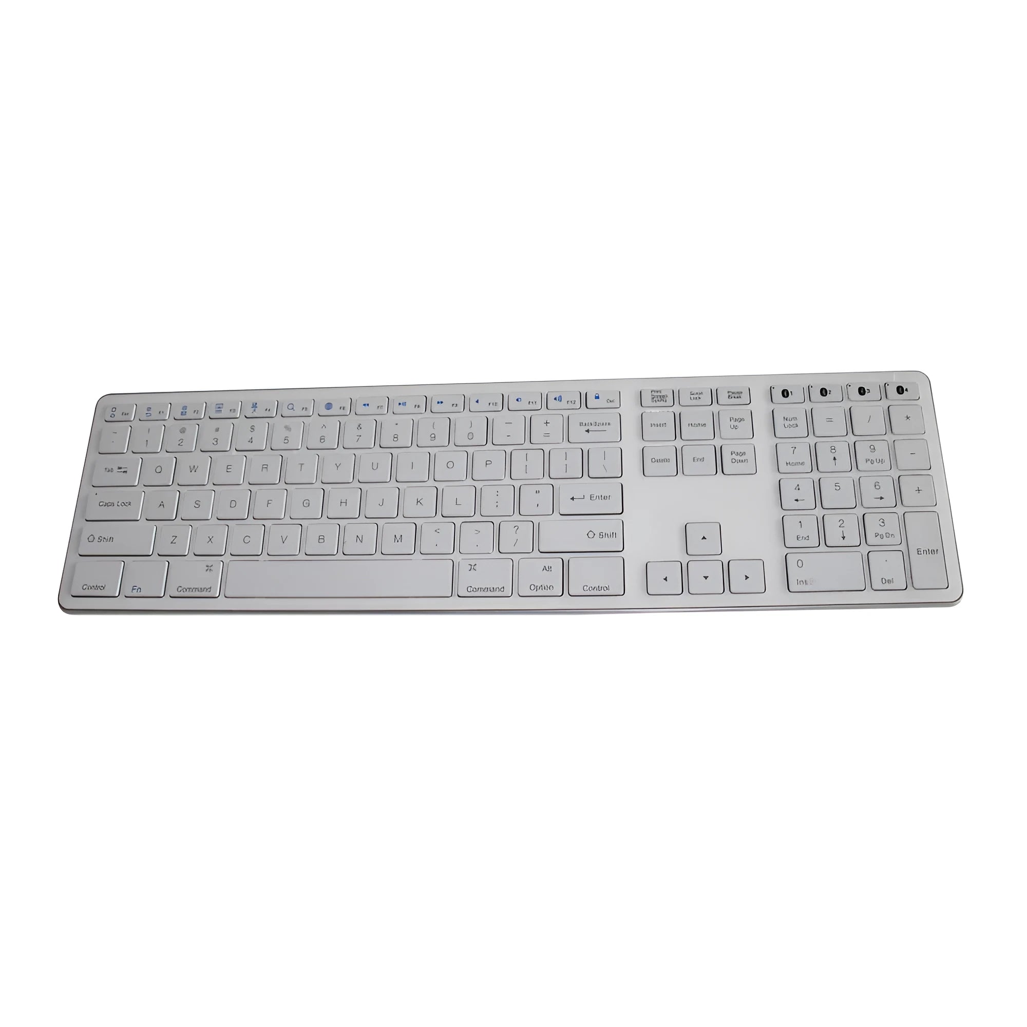 White wireless Bluetooth mechanical gaming keyboard with 109 keys and a three-key anti-ghosting zone.