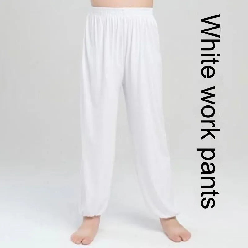 Children's black high elasticity Sanda practice pants for martial arts.