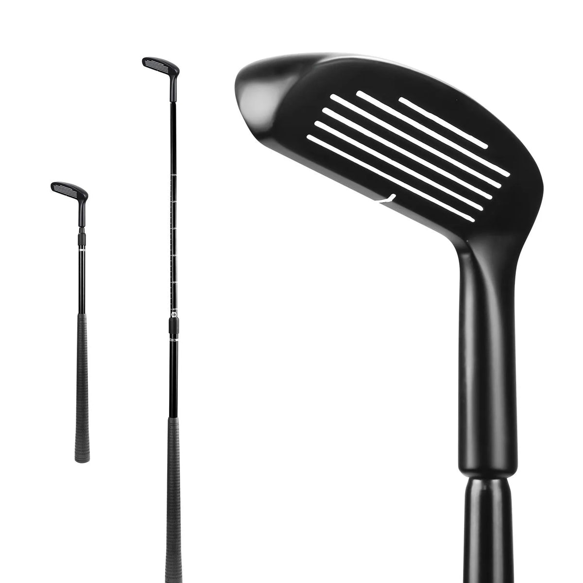Double sided zinc alloy telescopic golf club, 94cm, 465g, black, retractable practice club
