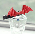 Leather collar with wings design, patent leather satin finish, adult, M, S and XS sizes