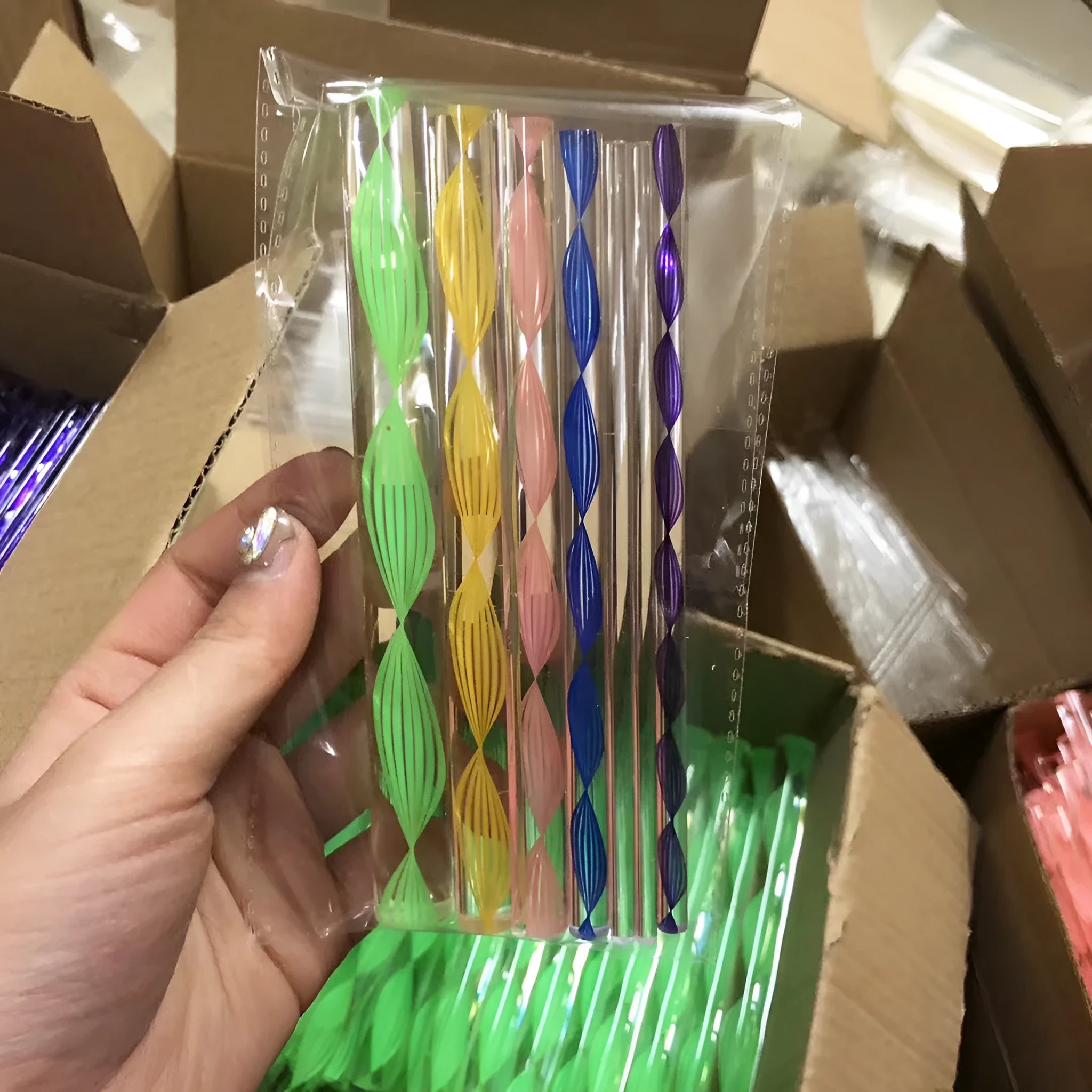Pottery tool set with acrylic ribs, stainless steel tools, plastic loops, and a blue canvas storage bag.