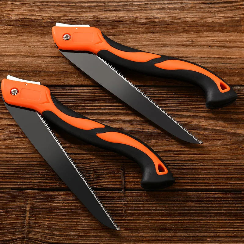 53cm SK5 steel folding saw with ABS handle, serrated blade, folded position