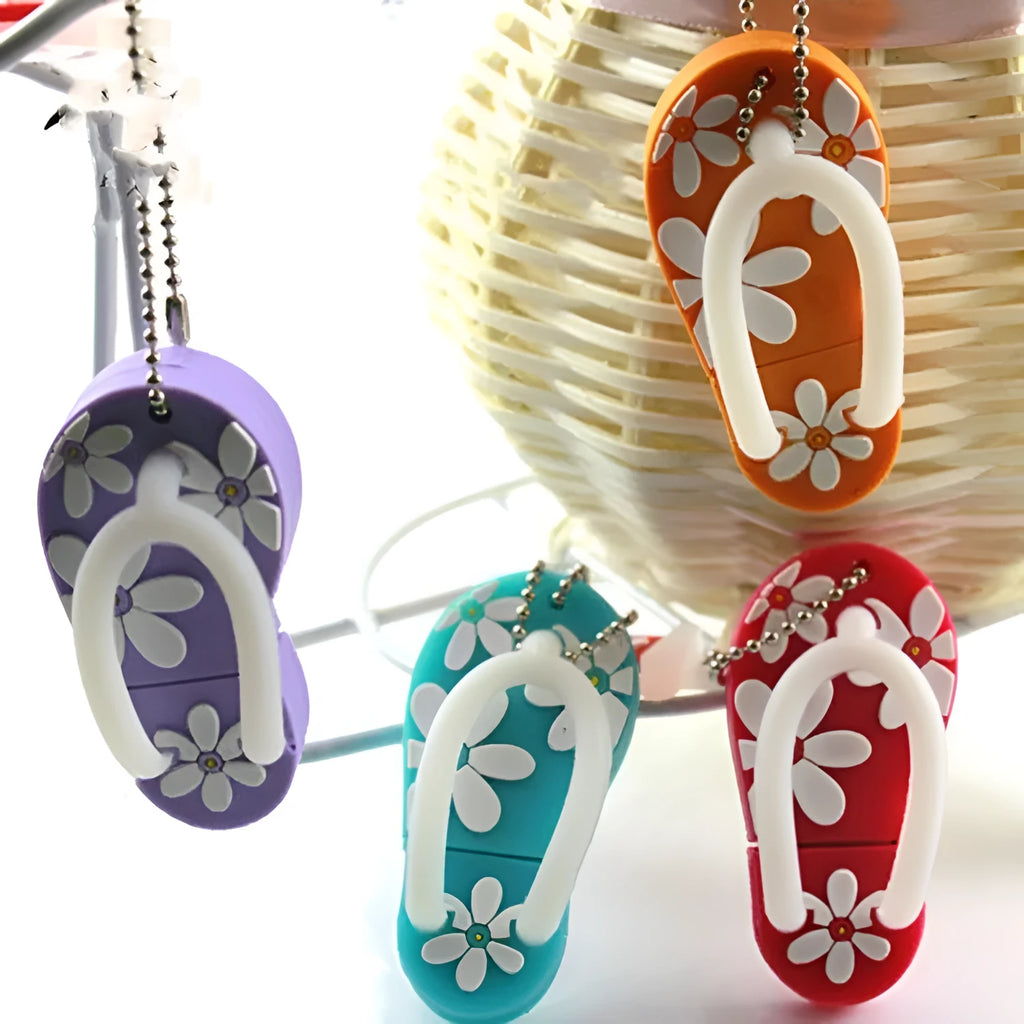 Cartoon creative beach shoe USB flash drive in silicone case, available in multiple colours and capacities