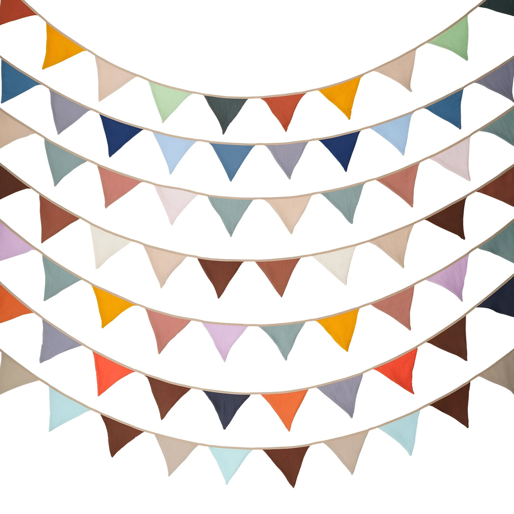 Double-layer cotton crepe pennant birthday party decoration flag in Tiffany Blue, 2.6 metres long, handmade design