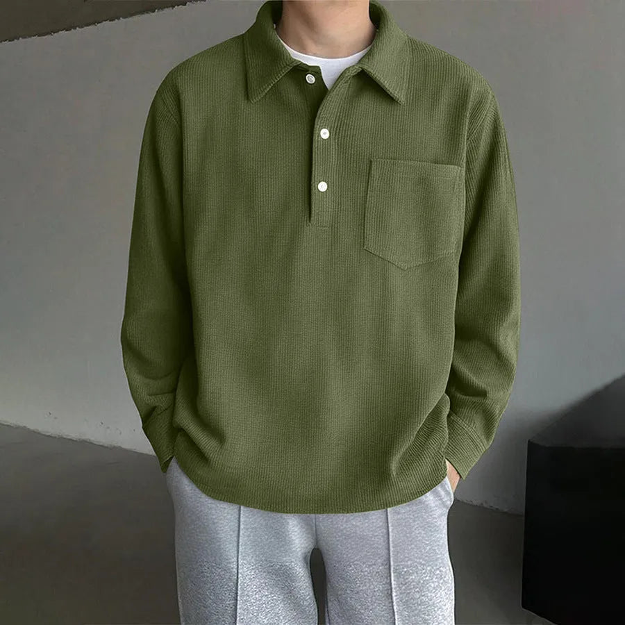 American retro casual pullover bottoming shirt in polyester, loose fit, black colour option