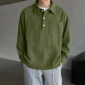 American retro casual pullover bottoming shirt in polyester, loose fit, black colour option