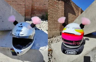 Pair of 8cm tall braid decorations with adhesive backing for motorcycle helmet customisation
