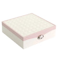 Red or white PU leather jewellery storage box with large capacity for necklaces and rings