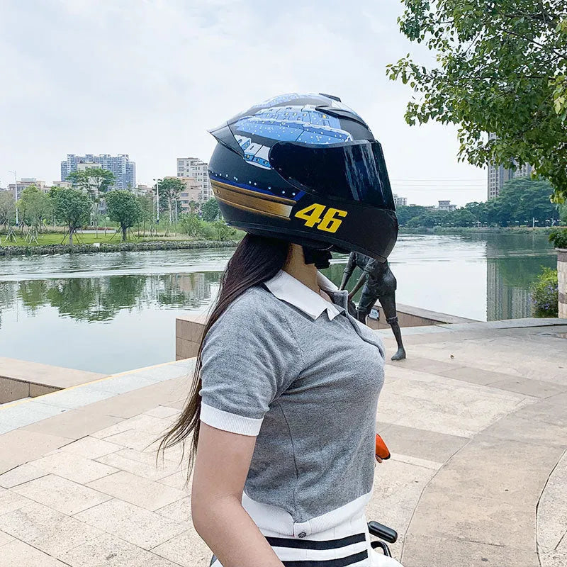 Dragon colour full-face motorcycle helmet with ABS shell for men and women winter commuting
