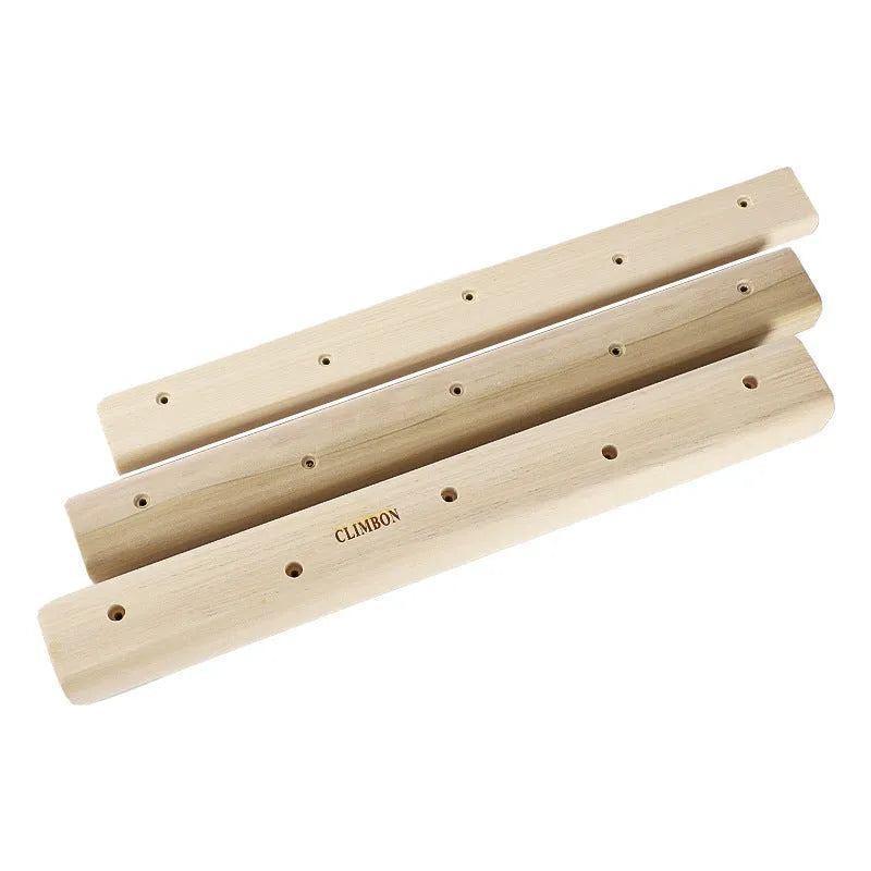Three solid wood fingerboards for grip training, measuring 12cm, 40cm, and 50cm long on a white background.