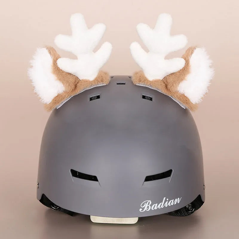 Soft plush cartoon character cover stretched over a pair of black on-ear headphones.