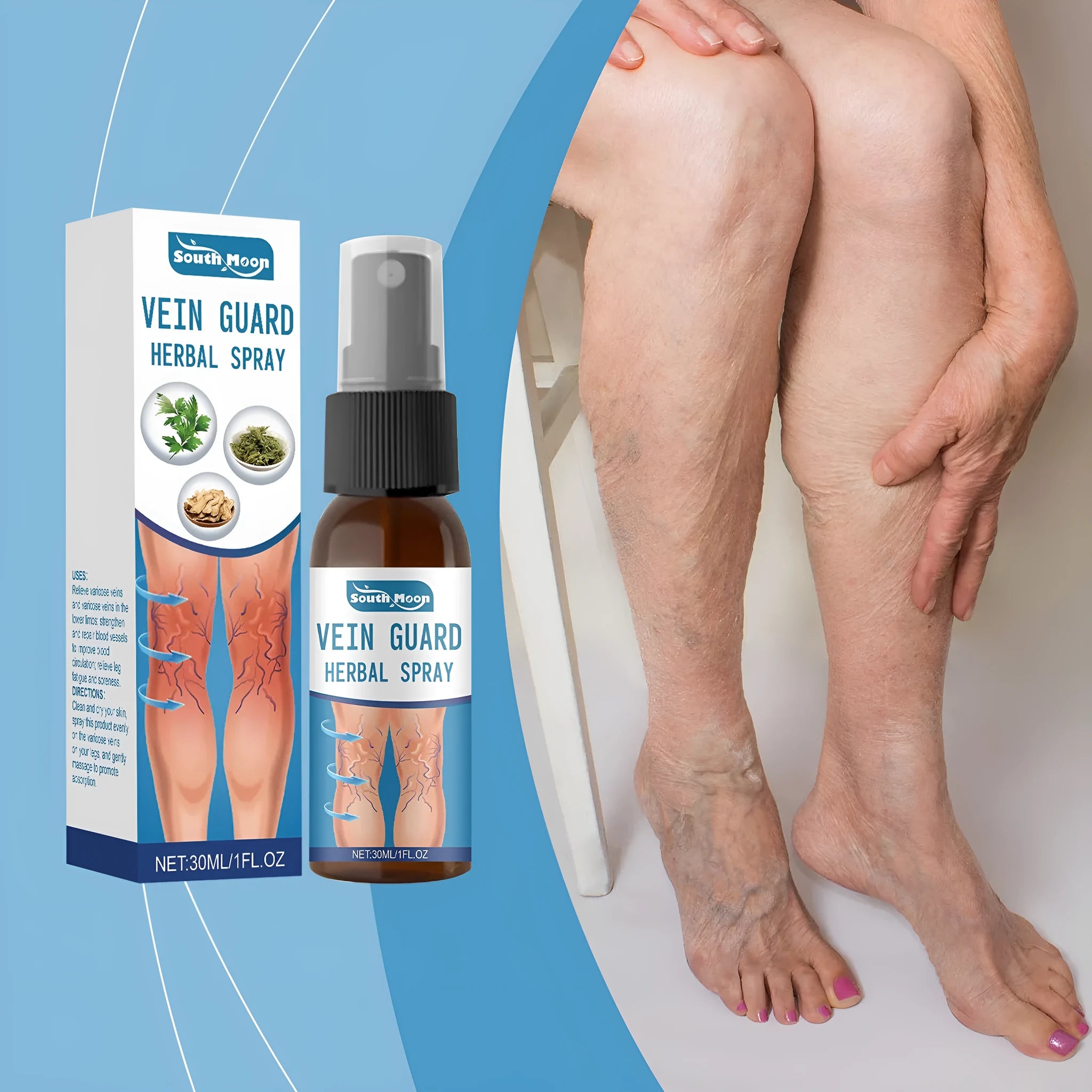 30ml bottle of herbal body care spray with menthol and botanical extracts label