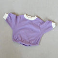 Baby waffle cotton loose triangle jumpsuit bodysuit in coral with hidden hook closure long sleeves