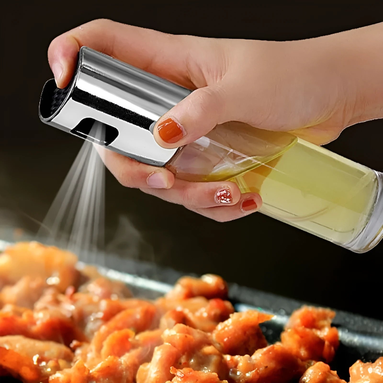 Gold ABS and glass oil vinegar spray bottle with pump for kitchen and BBQ cooking
