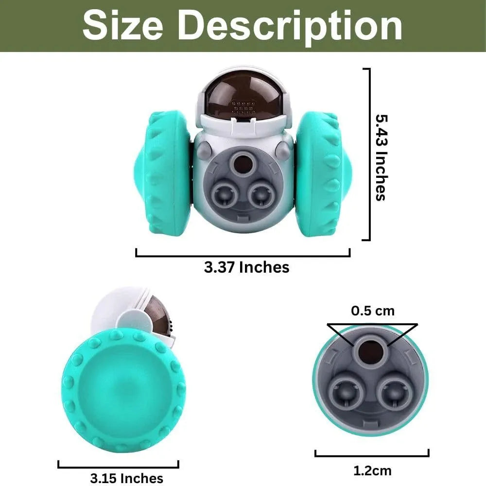 Self-balancing dog treat dispenser toy in five colours for small pets