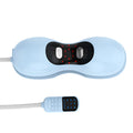 Blue rechargeable cervical massage pillow with multi-mode and heat on a chair