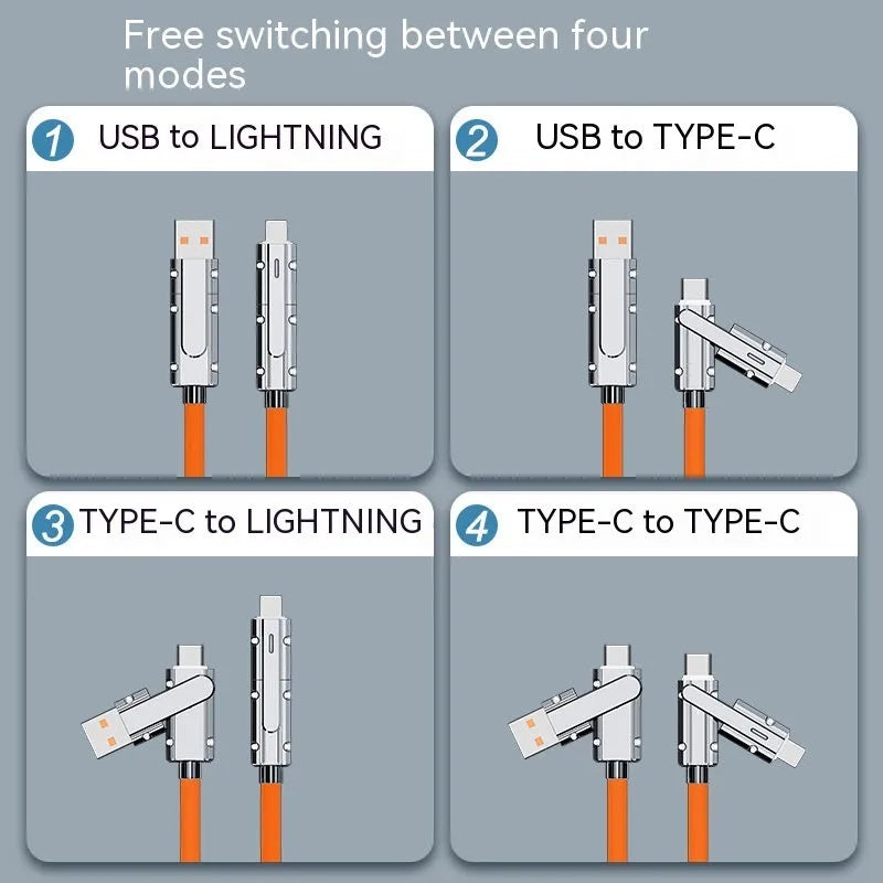 Fast charge mobile phone cable with zinc alloy connectors in multiple colour options