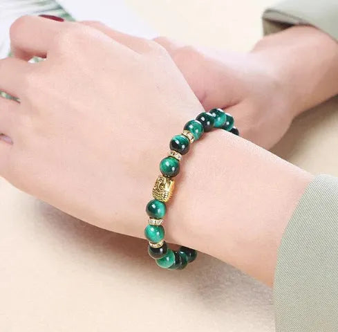 Alloy volcano white turquoise bracelet with natural stone beads in green tiger eye, black agate and blue stone options