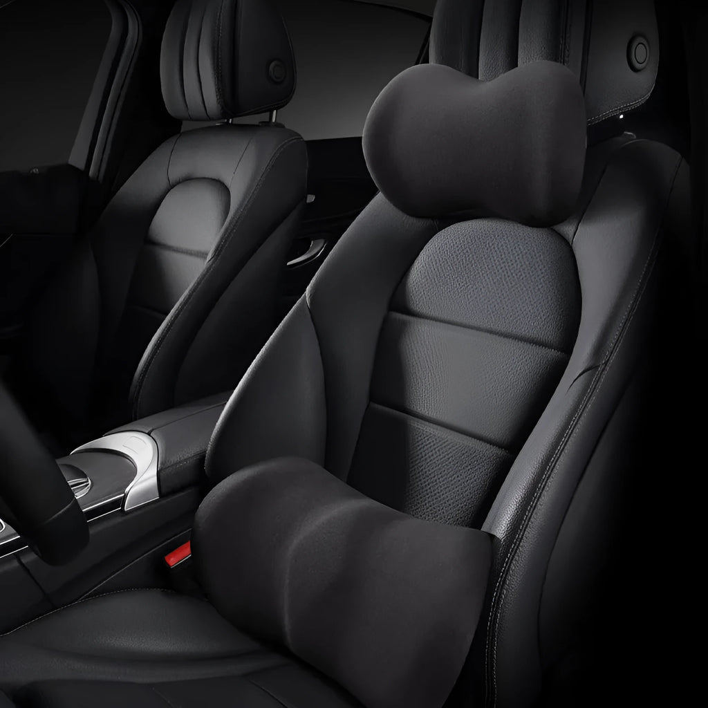Car seat headrest and lumbar support pillows in multiple colour options