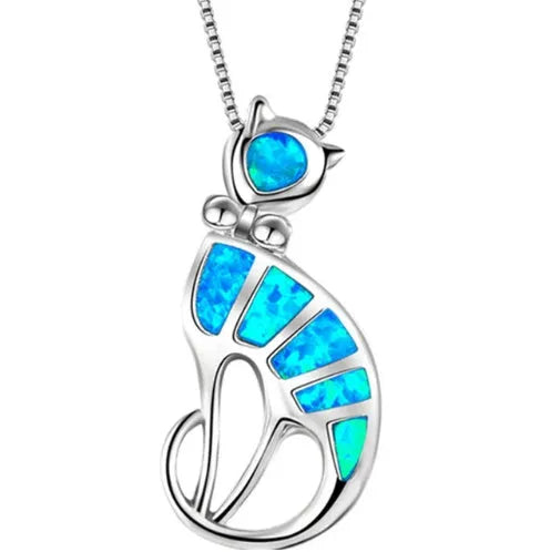 Silver filled blue opal sea turtle pendant necklace with vintage finish