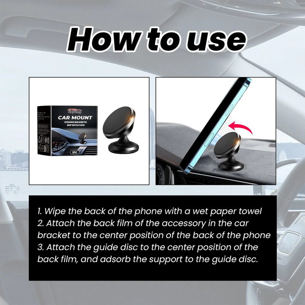 Black magnetic car foldable phone holder with compact ABS design on a desk surface