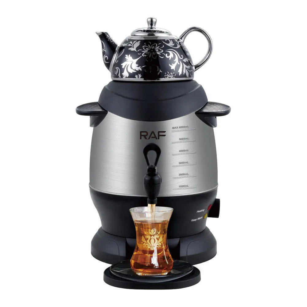 Double-layer large capacity 6L thermal stainless steel kettle in white with button operation