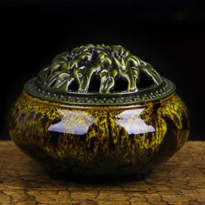 Ceramic retro package incense burner in multiple colours for home decor and meditation
