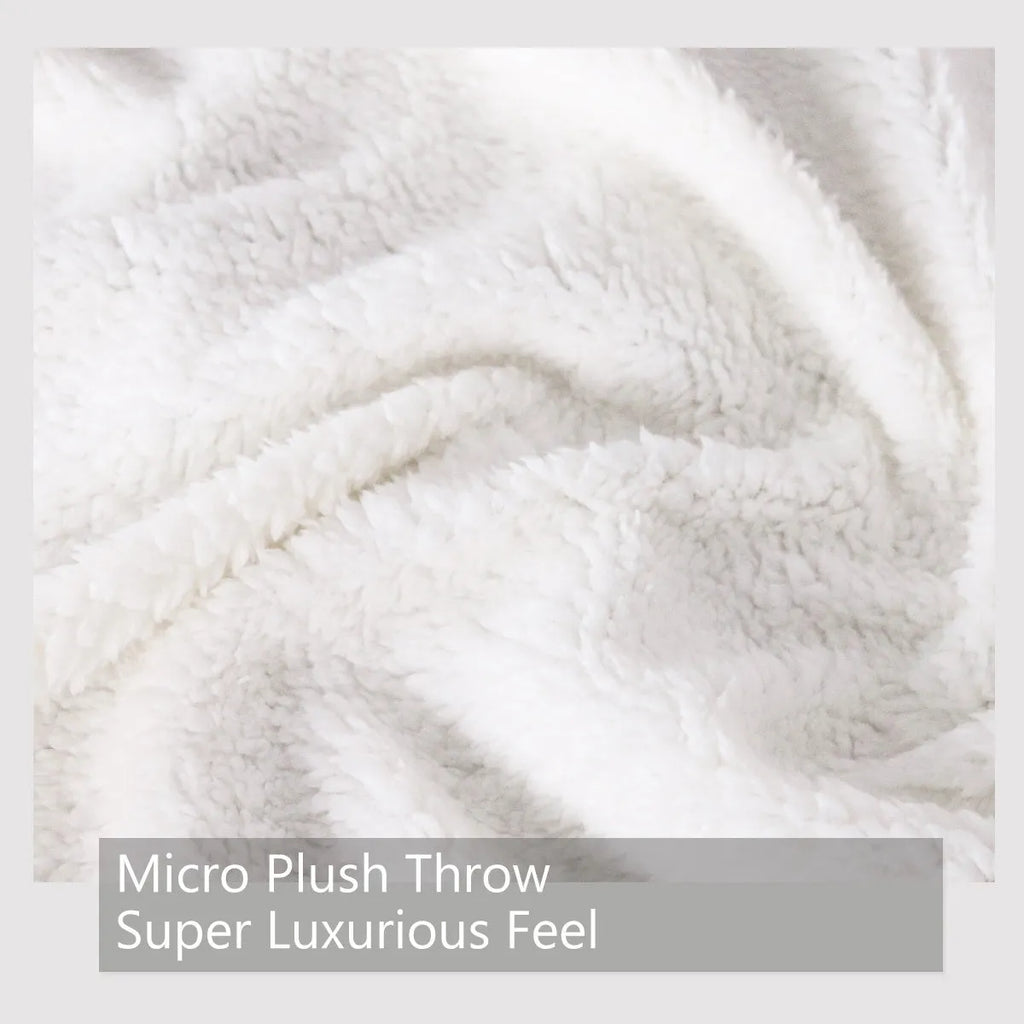 Black astronaut themed sherpa fleece blanket with hemmed edges, available in 130x150cm and 150x200cm sizes.