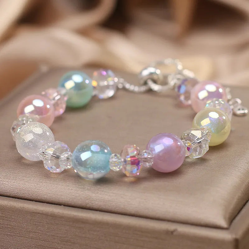 New dream candy colour luminous crystal bracelet for women, electroplated agate, ethnic style