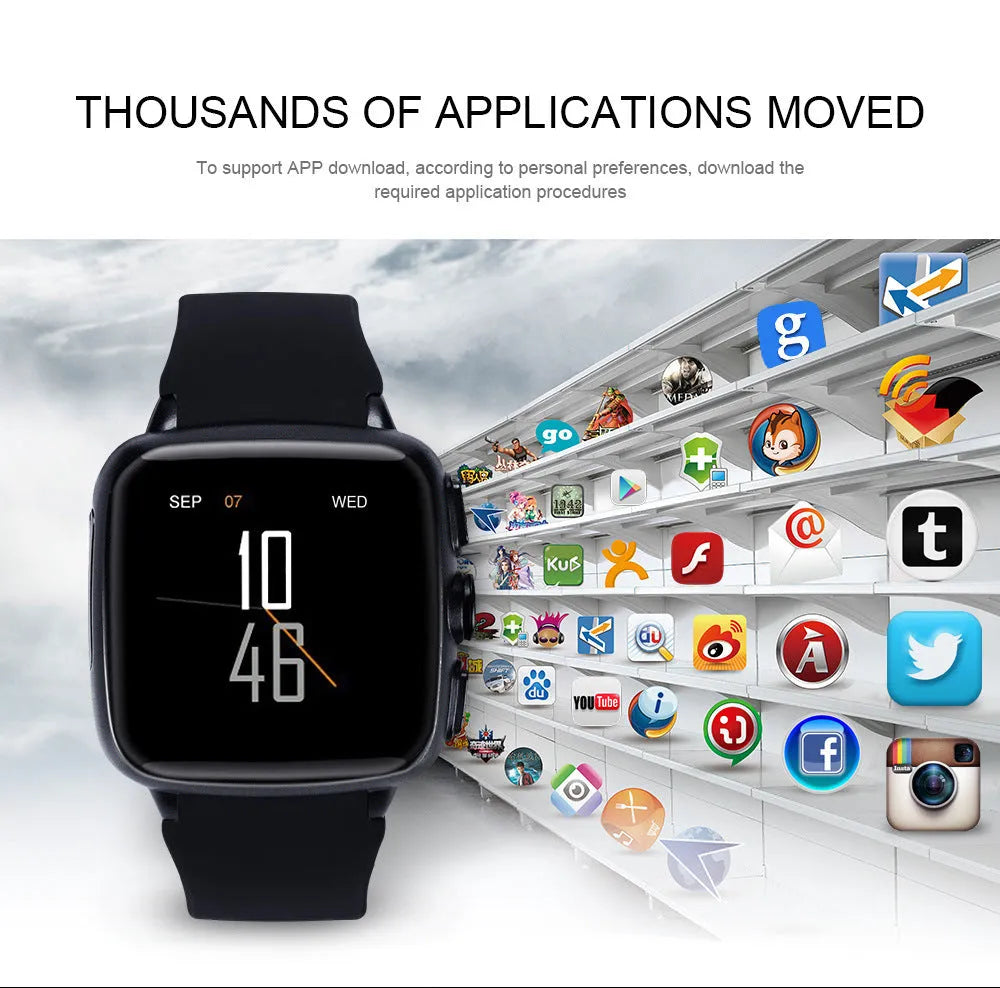 Black Z01 smart watch with a 1.54 inch touchscreen displayed on a wrist.