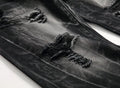 Men's ripped black straight-leg cotton denim jeans, mid-waist with zipper fly, size 28-42