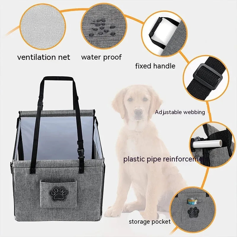 Oxford cloth portable dog crate in black, grey, or brown with dimensions 49x49x38 cm