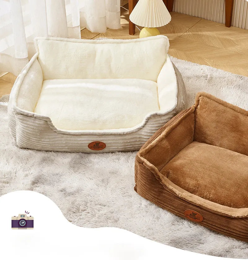 Removable washable pet bed cushion for small medium dogs cats in coffee or white colour