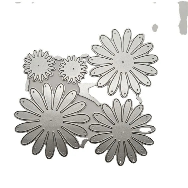Silver high carbon steel flower cutting mould for baking decoration measuring 12.5 by 13 centimetres