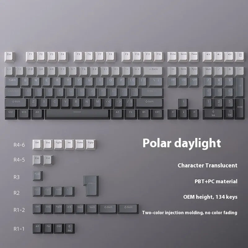 PBT double injection key cap set in Polar Day Gradient colour, 290x160x30mm, for mechanical keyboard customisation