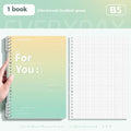 Gradient coloured removable coil notepad with PP cover in green, blue, pink, or purple.