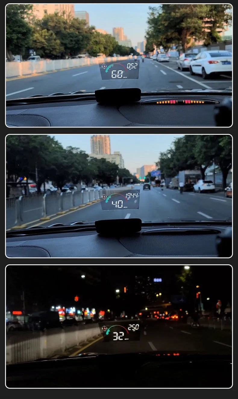 Black head-up display car projector with USB cable for GPS and speed projection